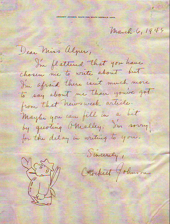 Crockett Johnson, letter from 6 March 1943