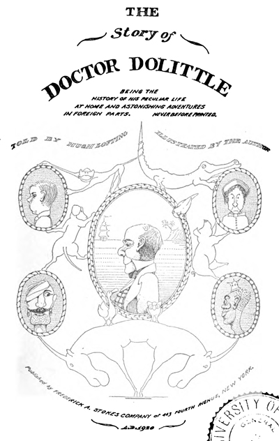 The Story of Doctor Dolittle, frontispiece, illustrated by Hugh Lofting, 1920