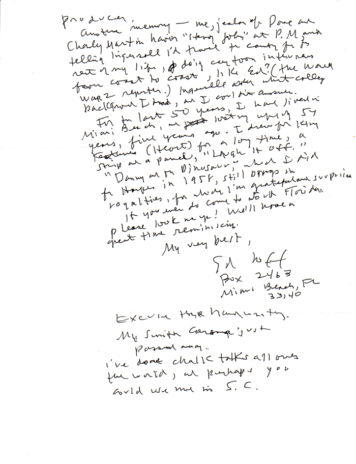 Syd Hoff, letter to Philip Nel, 8 July 2000, page 2