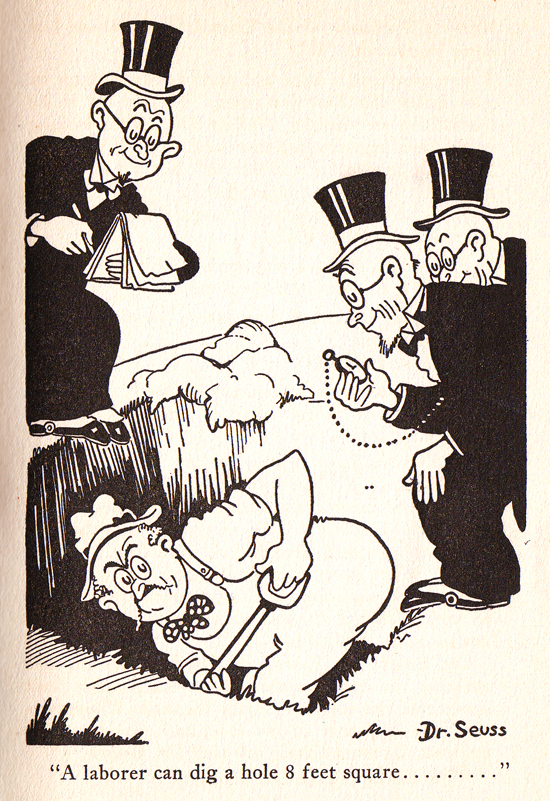 Dr. Seuss, illustration of laborer from Are You a Genius? (1933)