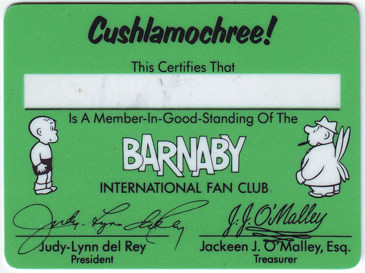Barnaby International Fan Club (Del Rey, 1985), front of card