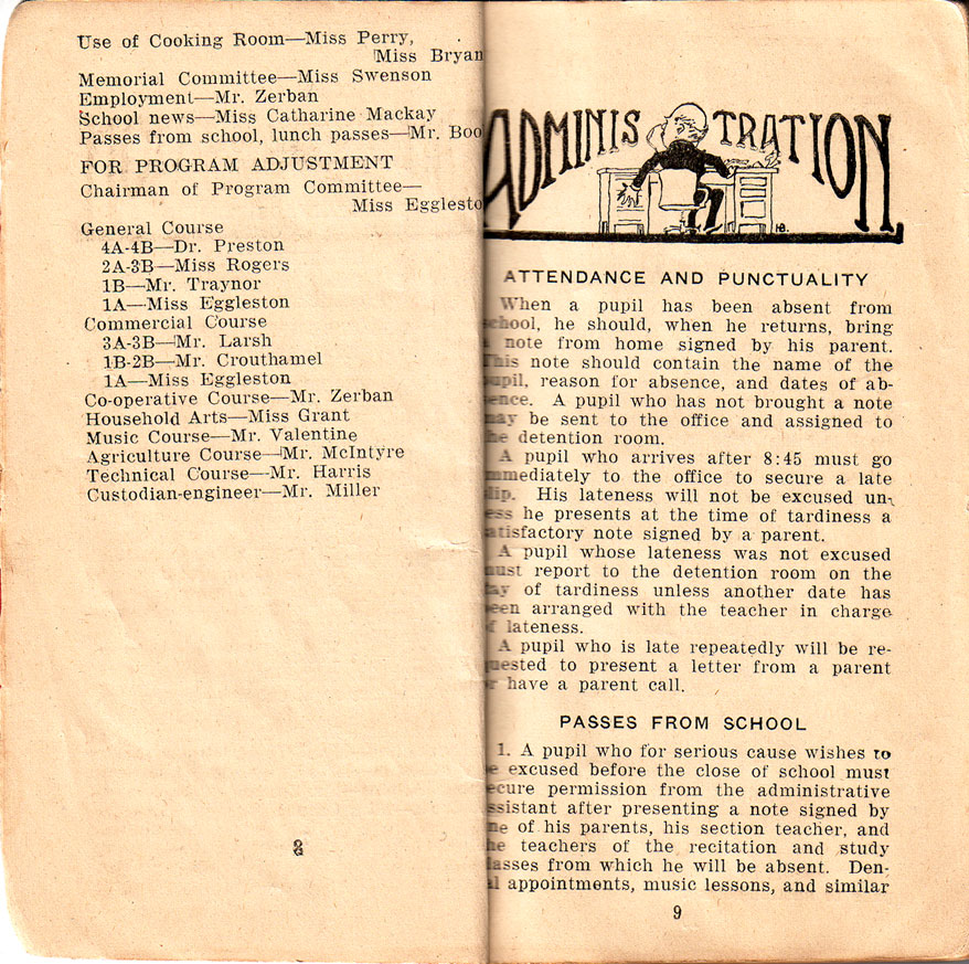 Newtown High School Handbook, 1921-1923: pp. 8-9