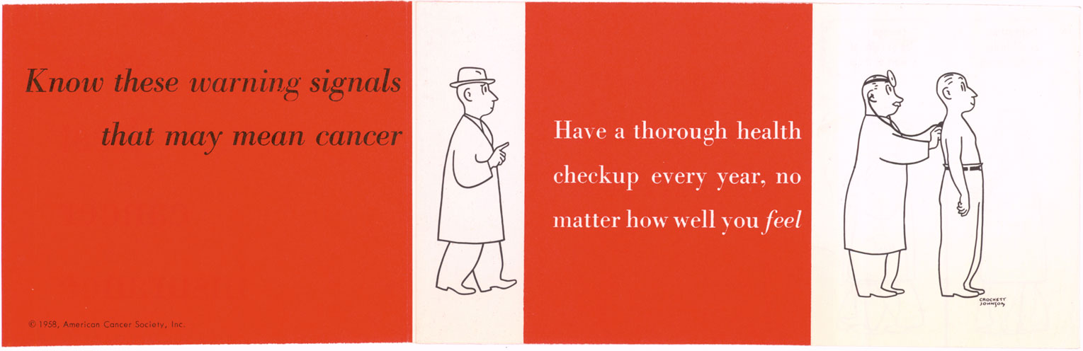 Crockett Johnson, pamphlet for American Cancer Society (1958): first, unfold to the left.