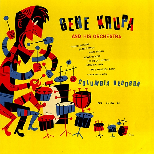 Gene Krupa and His Orchestra (art by James Flora)