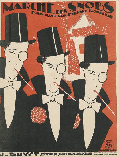 'Marche des Snobs,' sheet music cover (1924). 13 3/4x10 1/2 inches, 35x26 3/4 cm. J. Buyst, Brussels