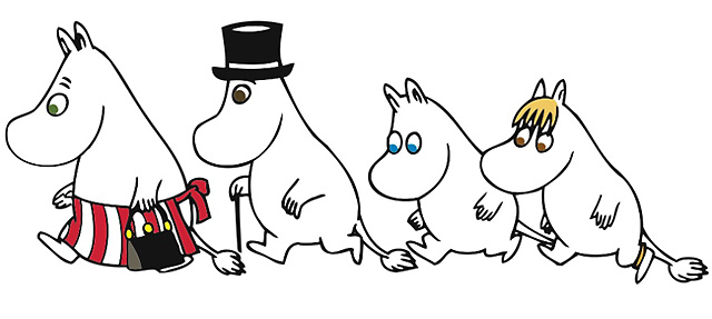 Moominmamma, Moominpappa, Moomintroll, Snork Maiden