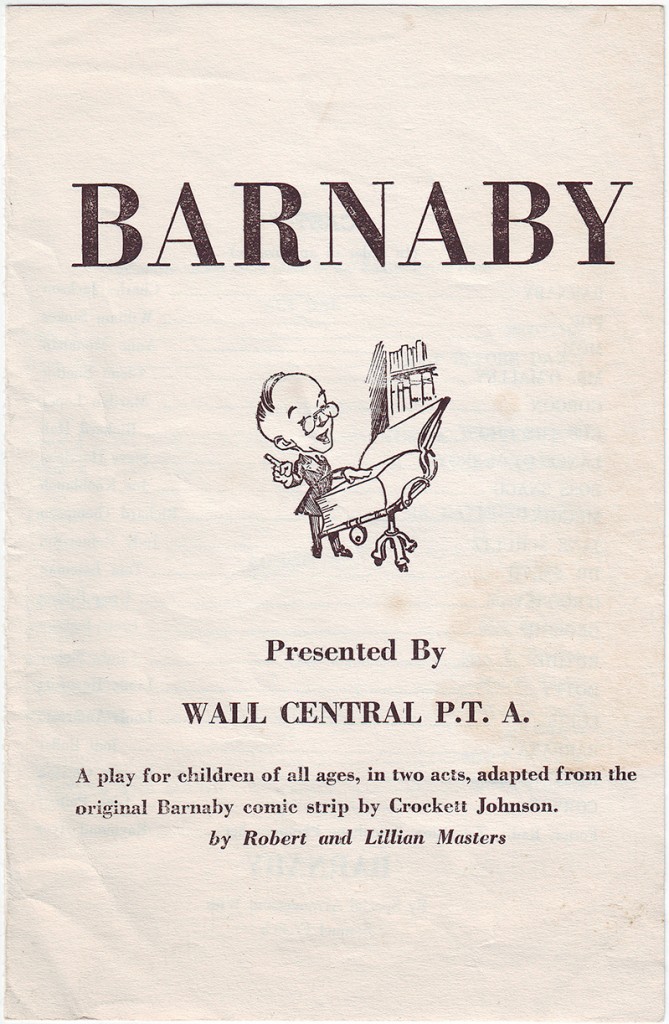 Robert and Lillian Masters' Barnaby: program from Wall Central School, New Jersey, c. 1950s