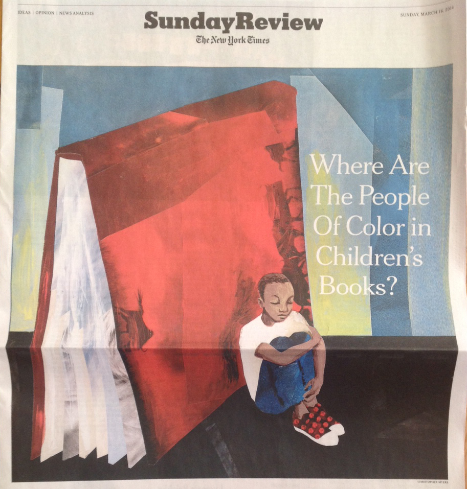 Christopher Myers, Where Are the People of Color in Children's Books? (art, photographed, from New York Times, 16 Mar. 2014)