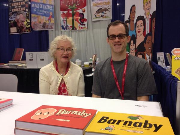Trina Robbins and Philip Nel, at the Fantagraphics table, on Sunday morning