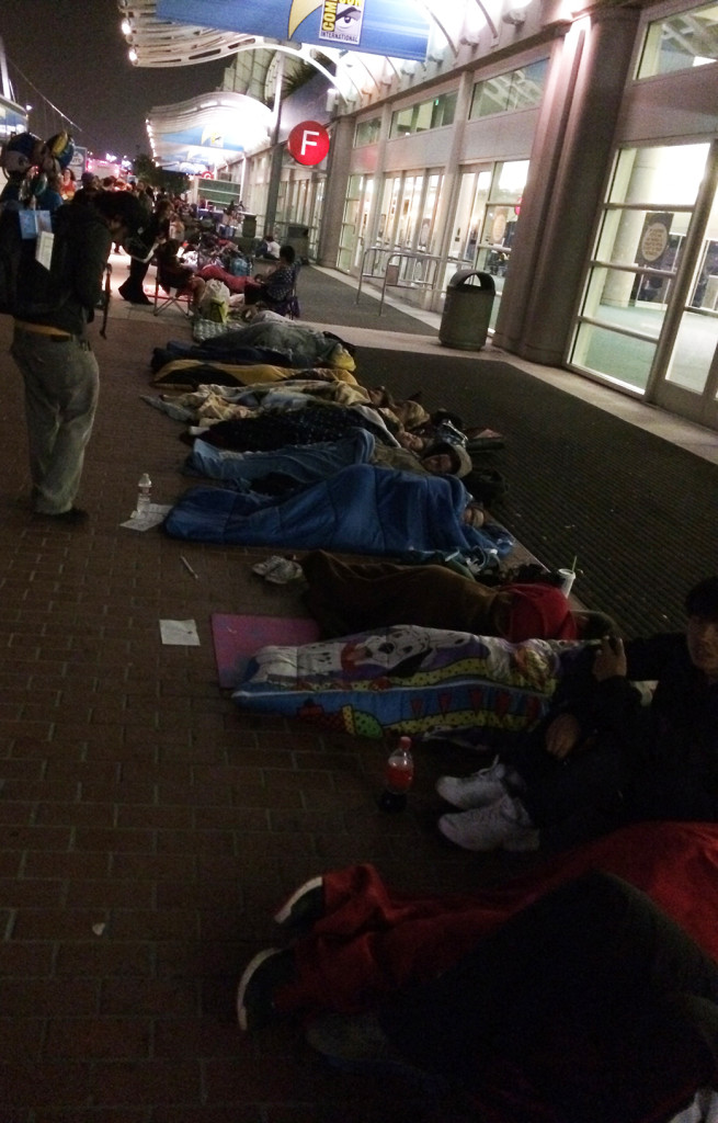 Fans camp out at Comic-Con. No, I don't know what special event they're hoping to get in to.