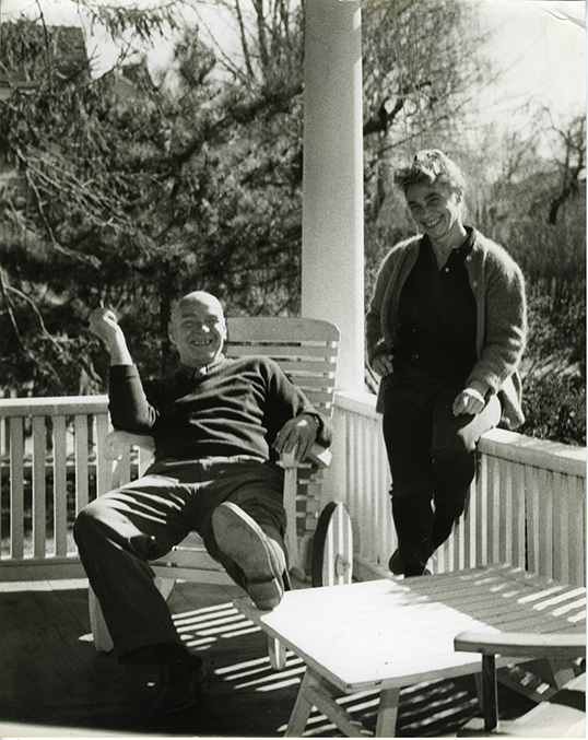 Crockett Johnson and Ruth Krauss on the front porch of 74 Rowayton Ave., 1959