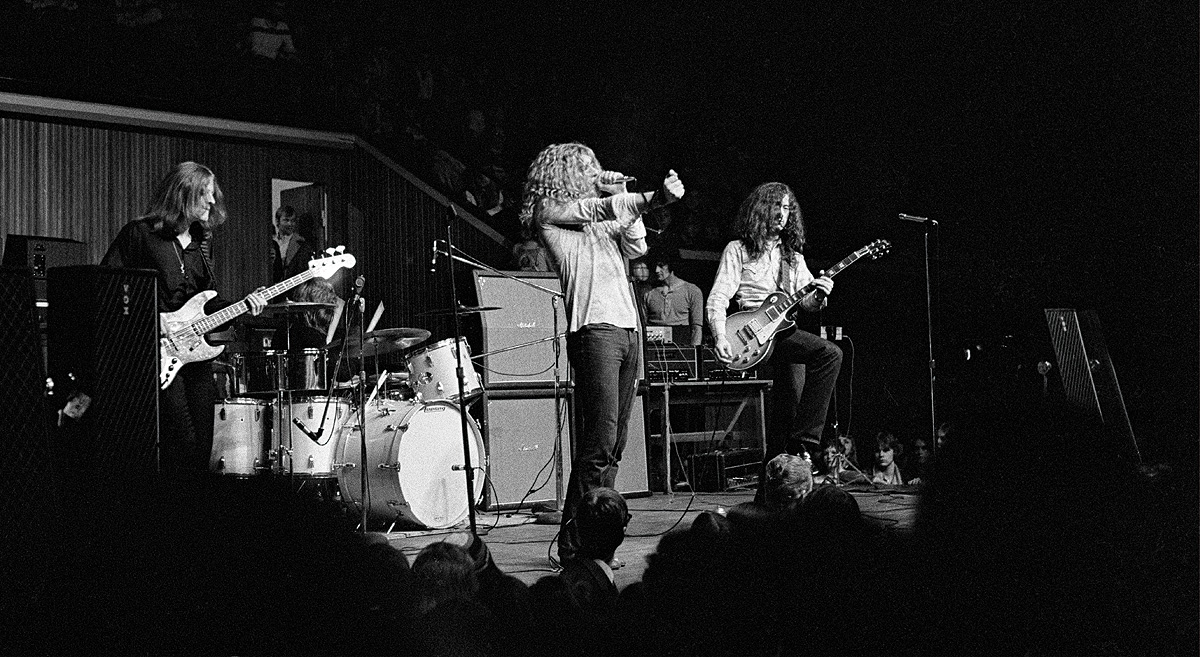 Led Zeppelin in 1970, performing at the KB Hallen in Copenhagen, Denmark