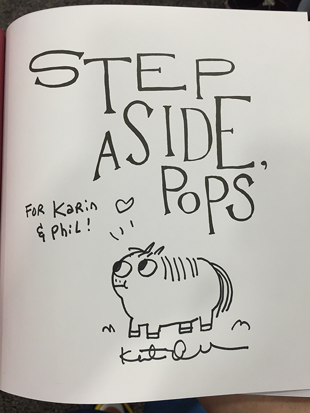 Kate Beaton's inscribed & illustrated title page for my copy of Step Aside, Pops
