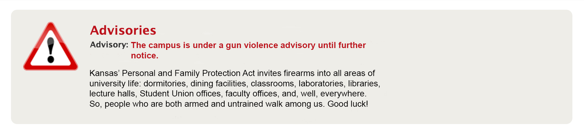 Advisories: Campus Carry KSU