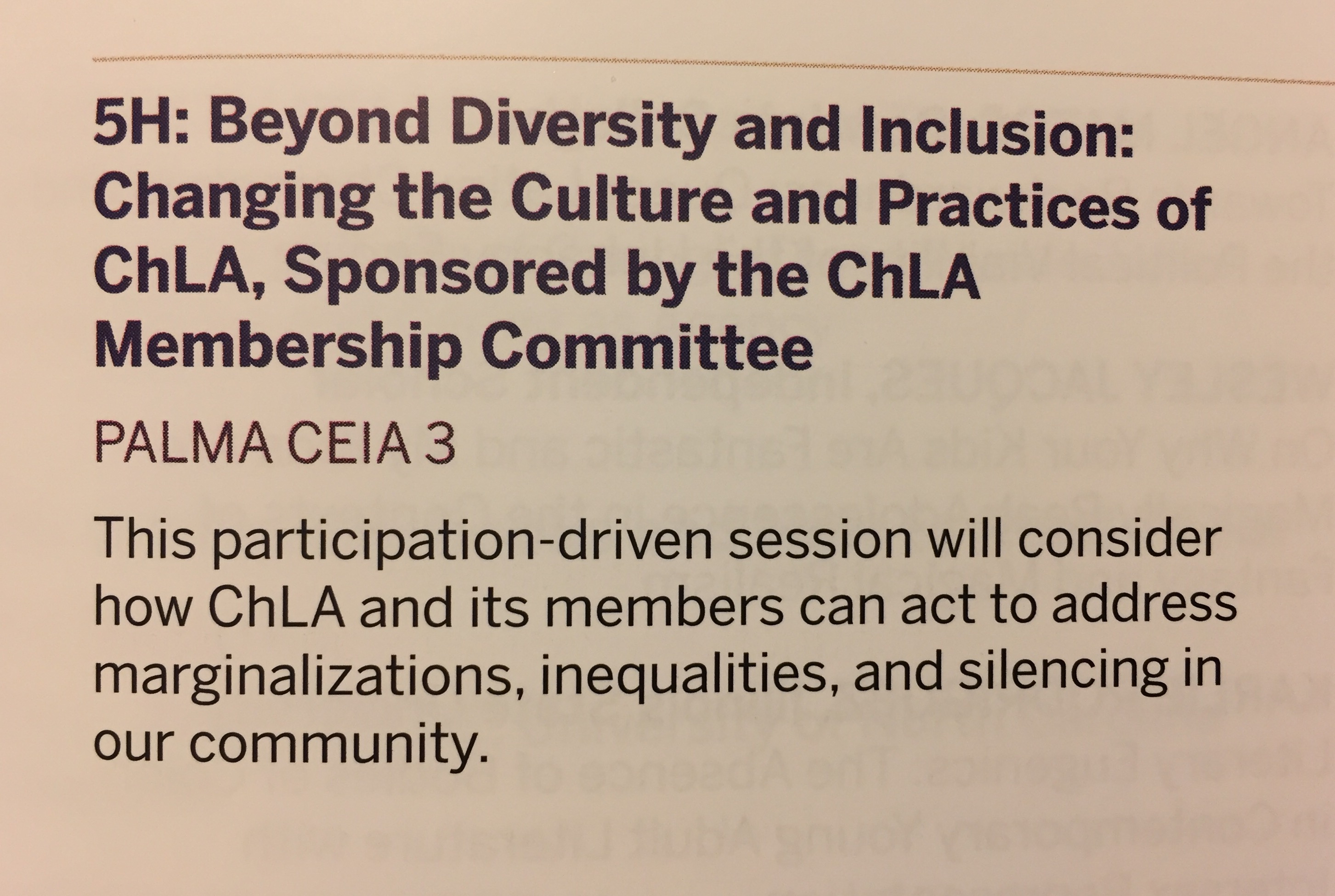 Beyond Diversity and Inclusion: Changing the Culture and Practices of the ChLA