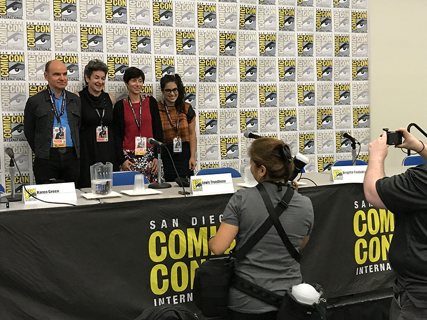 Lewis Trondheim, Karen Green, Brigitte Findakly, and translator