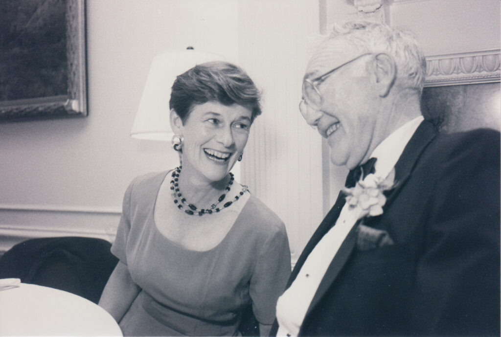 photo of Gloria and Jack Hardman, Boston, Sept. 1996. Gloria is laughing.