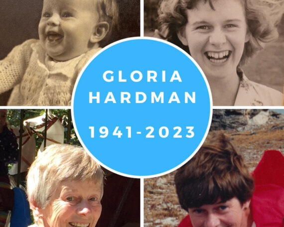 Gloria Hardman (1941-2023). Four photos of Gloria in: 1941, mid-1950s, 1987, and 2017.
